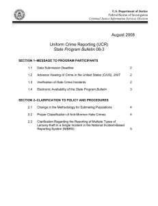 August 2008 Uniform Crime Reporting (UCR) State Program Bulletin