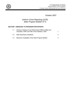 October 2007 Uniform Crime Reporting (UCR) State Program Bulletin