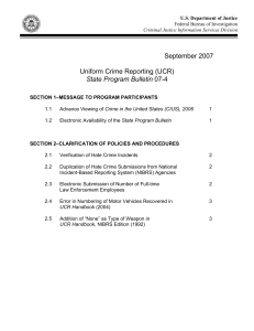 September 2007 Uniform Crime Reporting (UCR) State Program Bulletin