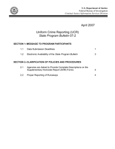 April 2007 Uniform Crime Reporting (UCR) State Program Bulletin
