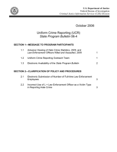 October 2006 Uniform Crime Reporting (UCR) State Program Bulletin