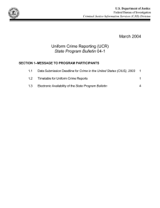 March 2004 Uniform Crime Reporting (UCR) State Program Bulletin U.S. Department of Justice