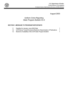 August 2003 Uniform Crime Reporting State Program Bulletin