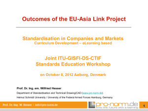 Outcomes of the EU-Asia Link Project Standardisation in Companies and Markets