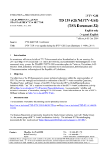 TD 139 (GEN/IPTV-GSI) (TSR Document 32) IPTV-GSI English only