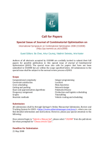 Call for Papers Special Issue of Journal of Combinatorial Optimization on