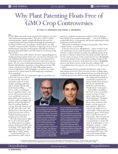 Why Plant Patenting Floats Free of GMO Crop Controversies P LEGAL BRIEFS