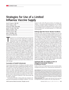 Strategies for Use of a Limited Influenza Vaccine Supply COMMENTARY