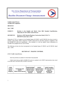 Baseline Document Change Announcement  New Jersey Department of Transportation