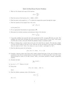 Math 113 Final Exam Practice Problems ln x √