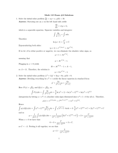 Math 115 Exam #3 Solutions 1. Solve the initial-value problem