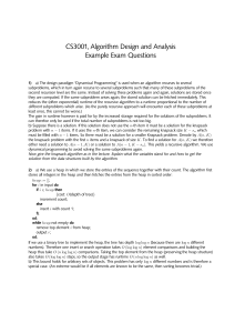 CS3001, Algorithm Design and Analysis Example Exam Questions