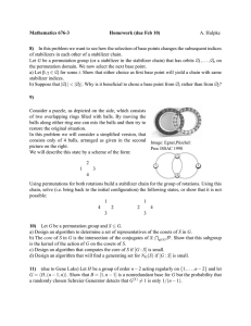 Mathematics 676-3 Homework (due Feb 10) 8) A. Hulpke