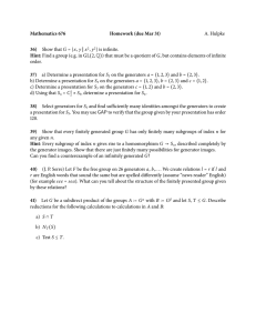 Mathematics 676 Homework (due Mar 31) 36) A. Hulpke