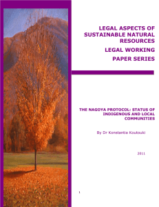 LEGAL ASPECTS OF SUSTAINABLE NATURAL RESOURCES