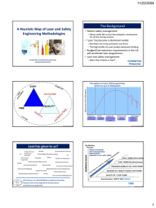 A Heuristic Map of Lean and Safety Engineering Methodologies The Background 11/22/2009