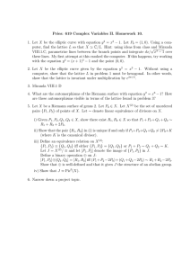 Pries: 619 Complex Variables II. Homework 10. − 1. Let P