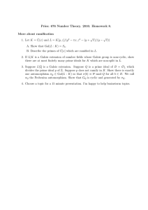 Pries: 676 Number Theory. 2010. Homework 8. More about ramification √