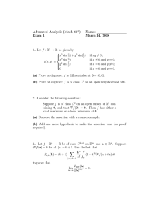 Advanced Analysis (Math 417) Name: Exam 1 March 14, 2008
