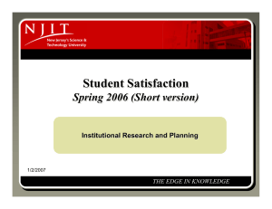 Student Satisfaction Spring 2006 (Short version) Institutional Research and Planning