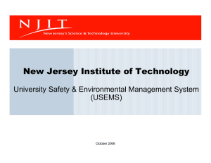 New Jersey Institute of Technology University Safety &amp; Environmental Management System (USEMS)