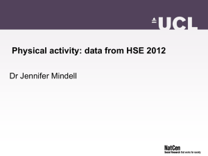 Physical activity: data from HSE 2012 Dr Jennifer Mindell
