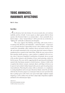 Toxic AnimAcies, inAnimATe AffecTions A Mel Y. Chen