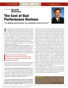 F The Cost of Bad Performance Reviews LEGAL BRIEFS