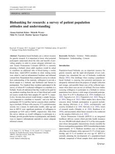 Biobanking for research: a survey of patient population attitudes and understanding