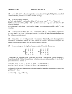 Mathematics 360 Homework (due Nov 21) 53) A. Hulpke