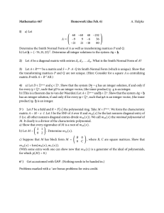 Mathematics 467 Homework (due Feb. 6) 1) A. Hulpke