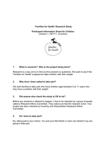 ‘Families for Health’ Research Study (Version 1, 28/7/11, Coventry)