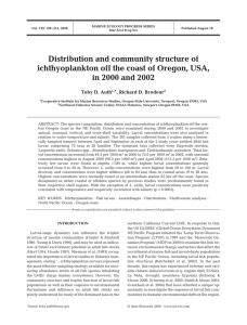 Distribution and community structure of in 2000 and 2002