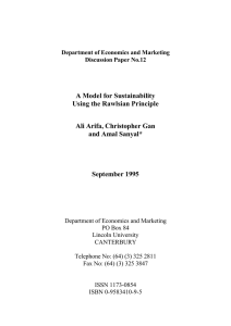 A Model for Sustainability Using the Rawlsian Principle Ali Arifa, Christopher Gan