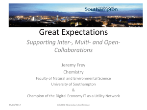 Great Expectations Supporting Inter-, Multi- and Open- Collaborations Jeremy Frey