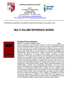 MULTI-VOLUME REFERENCE WORKS  Foreign Policy Analysis