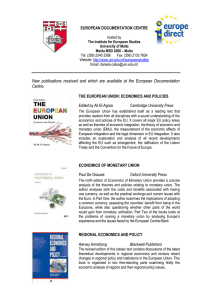 New  publications  received  and  which ... Centre. EUROPEAN DOCUMENTATION CENTRE