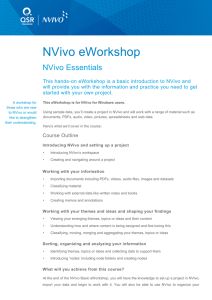 NVivo eWorkshop  NVivo Essentials