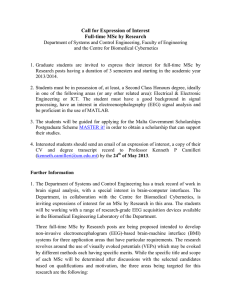 Call for Expression of Interest Full-time MSc by Research