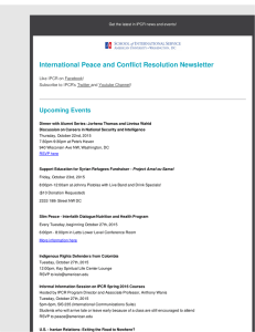 International Peace and Conflict Resolution Newsletter Upcoming Events Facebook Twitter