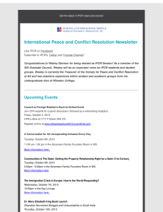 International Peace and Conflict Resolution Newsletter