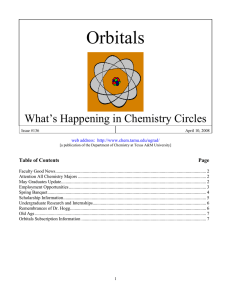Orbitals  What’s Happening in Chemistry Circles Table of Contents