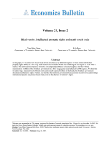 Volume 29, Issue 2 Biodiversity, intellectual property rights and north-south trade Abstract