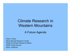 Climate Research in Western Mountains A Future Agenda