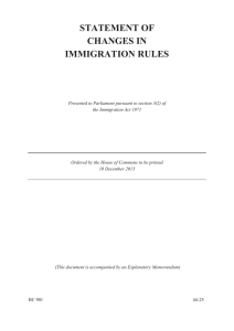STATEMENT OF CHANGES IN IMMIGRATION RULES