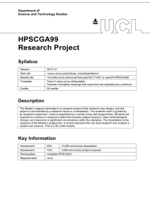 HPSCGA99 Research Project Syllabus Department of