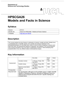 HPSCGA26 Models and Facts in Science Syllabus Description