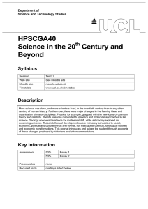 HPSCGA40 Science in the 20 Century and Beyond