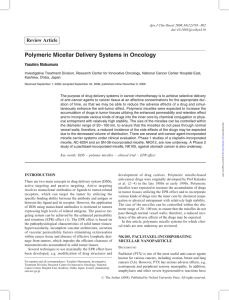 Polymeric Micellar Delivery Systems in Oncology Review Article Yasuhiro Matsumura