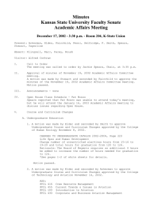Minutes Kansas State University Faculty Senate Academic Affairs Meeting